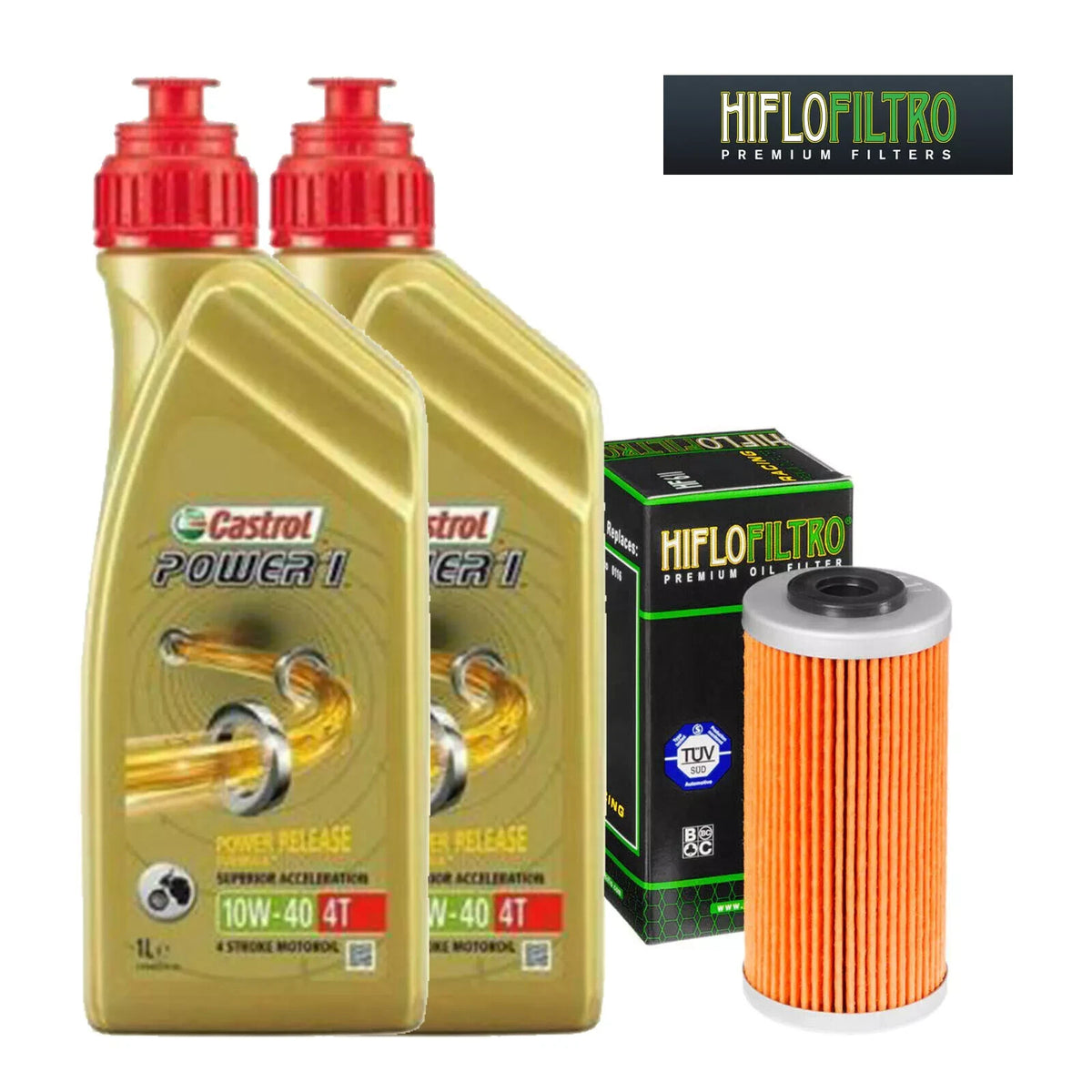 Kit/tagliando KTM EXC 450 500 2014 2018 Castrol Power 1 10W40 filtro olio FE 350