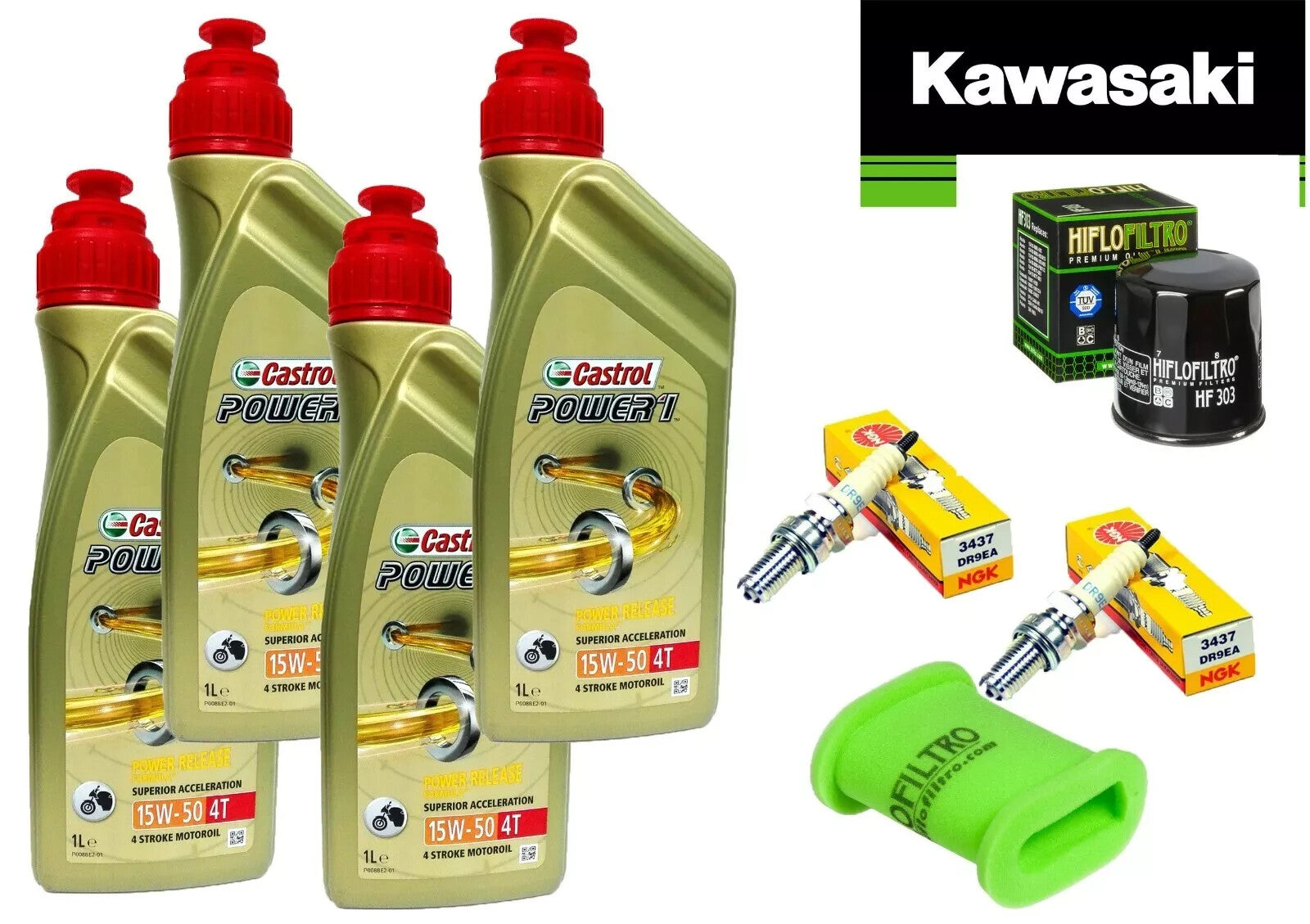 KIT/TAGLIANDO KAWASAKI KLE 500 1991 2006 CASTROL 15W50 FILTRI OLIO ARIA CANDELE