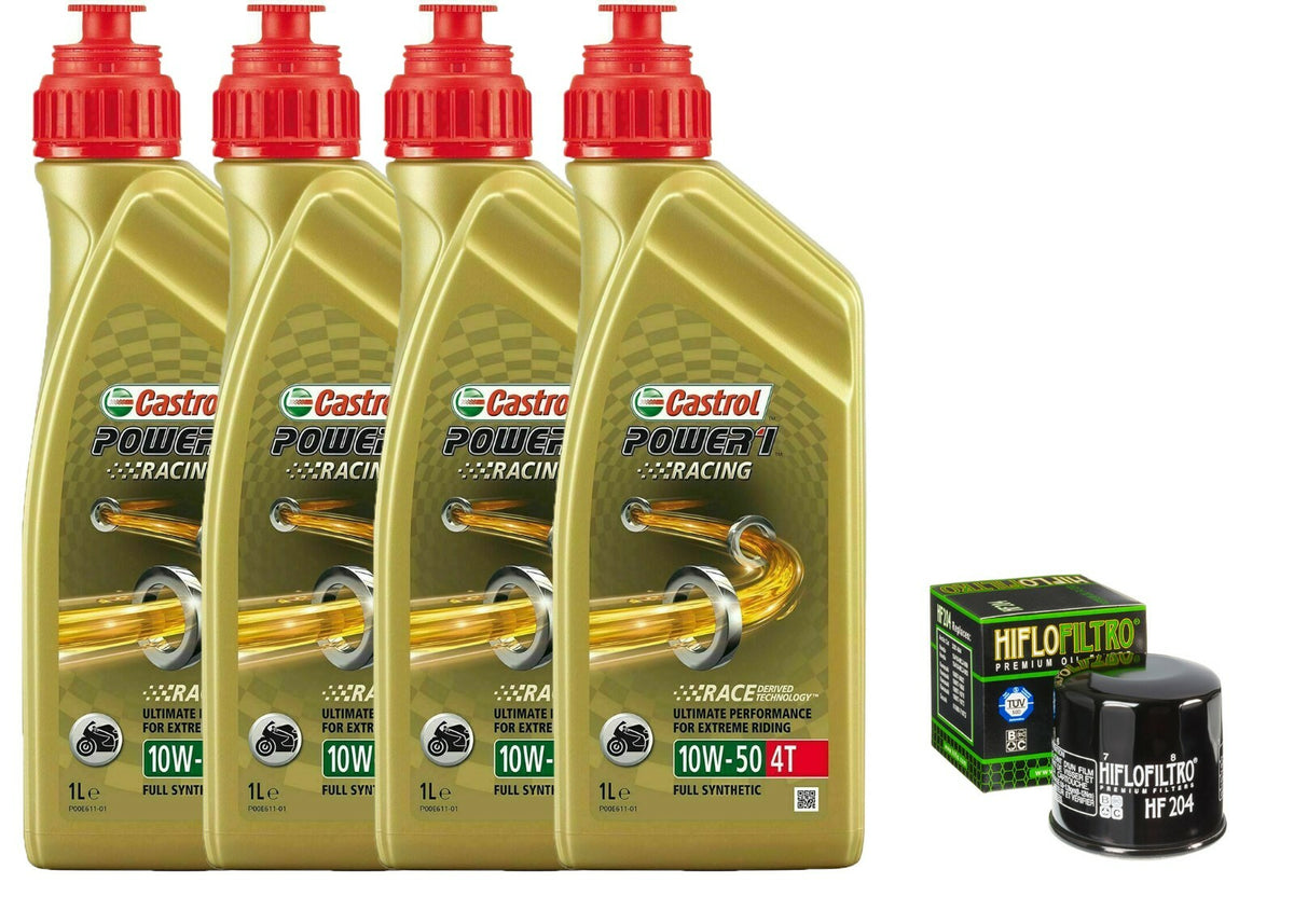 KIT TAGLIANDO KAWASAKI ZX 600 2002 CASTROL 10W50 RACING FILTRO OLIO HIFLO