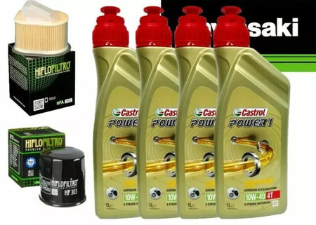 KIT TAGLIANDO CASTROL POWER 1 10W40 ARIA OLIO PER KAWASAKI Z 800 ABS 2014 2015