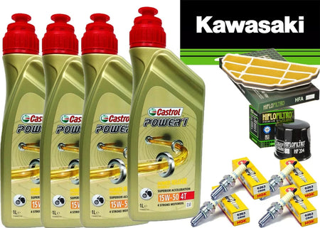 KIT/TAGLIANDO KAWASAKI ZX 636 2002 CASTROL 15W50 FILTRO OLIO ARIA CANDELE MOTO