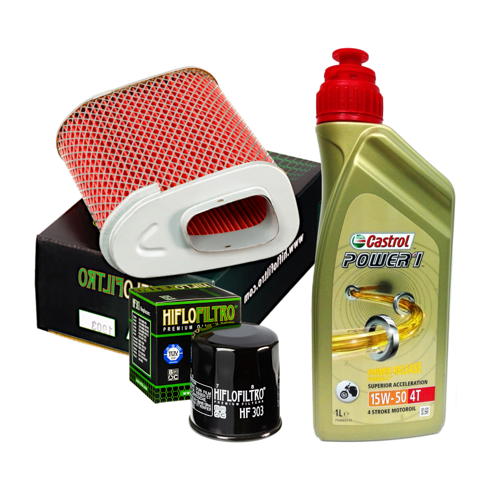 Kit tagliando Castrol Power 1 15w50 filtro olio aria Honda CBR 1000 F
