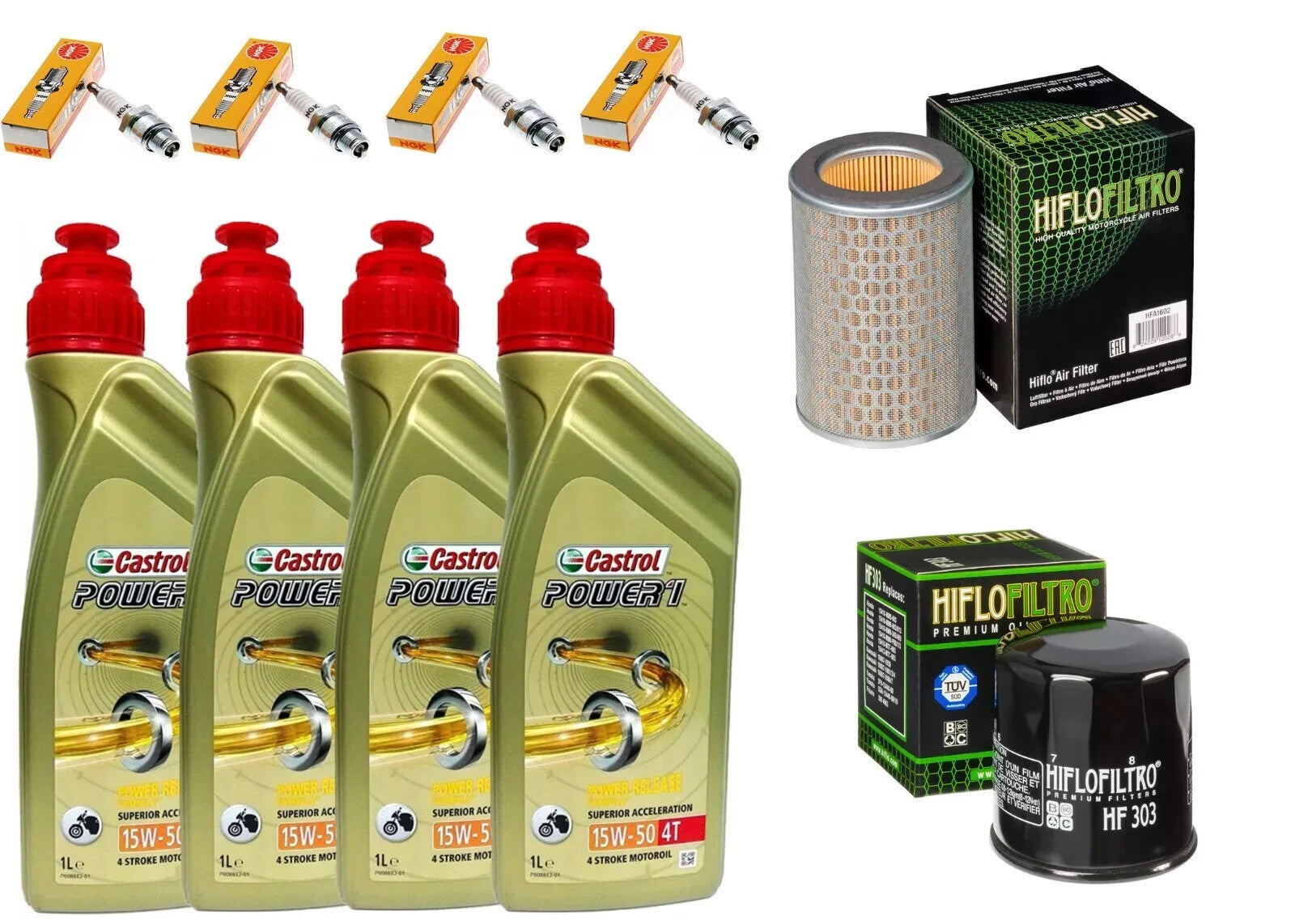 KIT/TAGLIANDO HONDA CB F HORNET/600 1998 CASTROL 15W50/FILTRO OLIO ARIA CANDELE