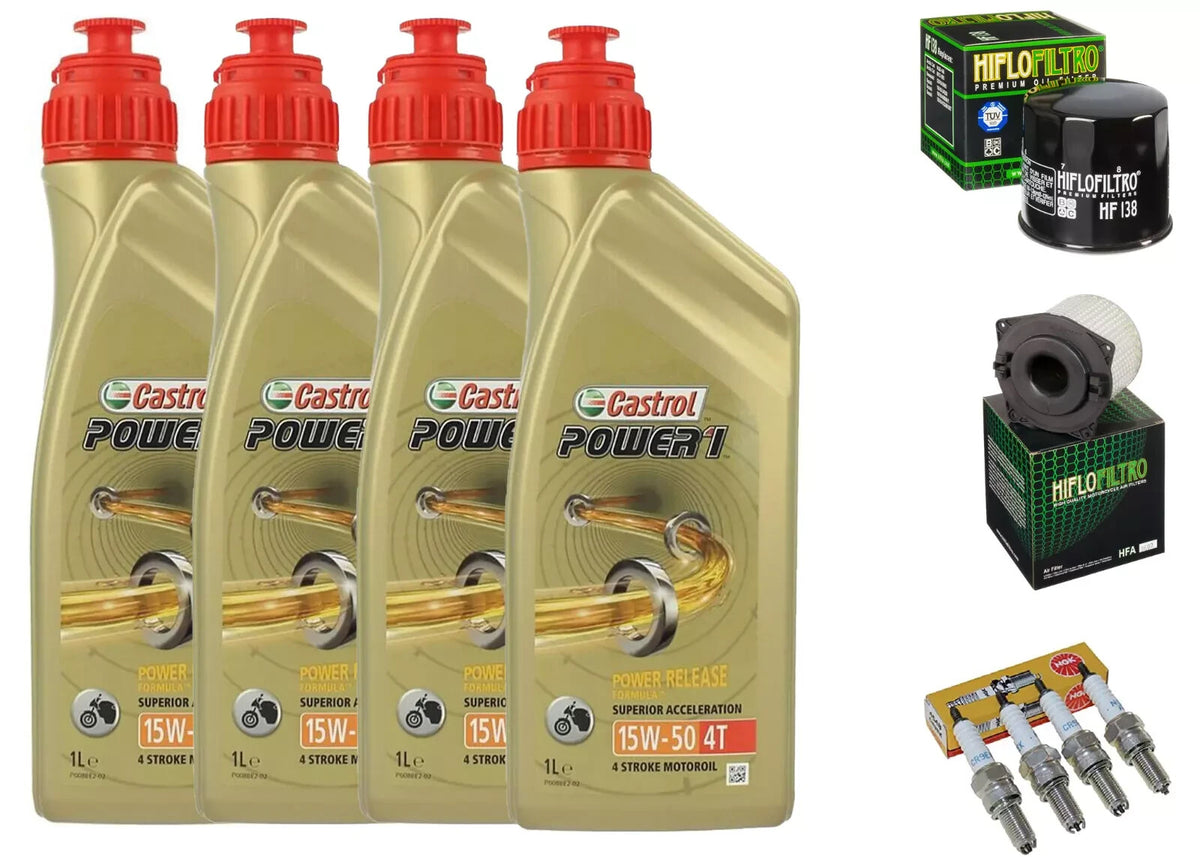 KIT/TAGLIANDO SUZUKI GSX 600 1998 2006 CASTROL 15W50 FILTRO OLIO ARIA CANDELE