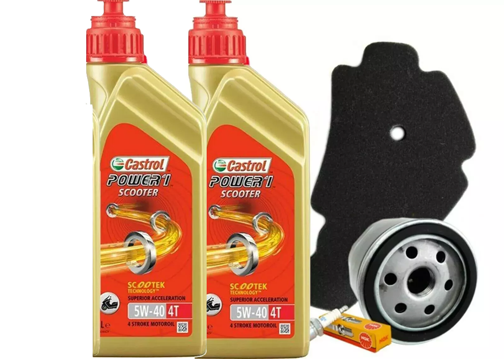 KIT Tagliando Aprilia Scarabeo Light 125 Castrol 5W40 filtro olio aria candela