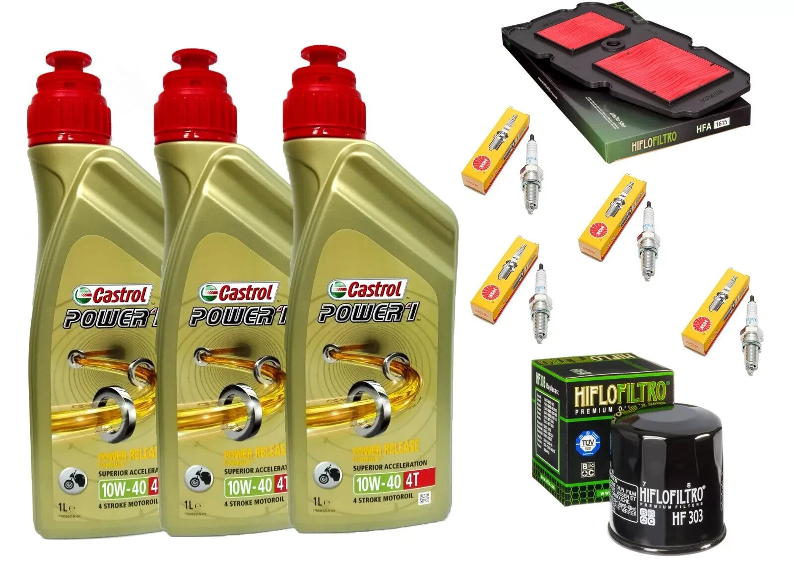 KIT TAGLIANDO CASTROL 10W40 FILTRO OLIO ARIA CANDELE XL V 650 TRANSALP