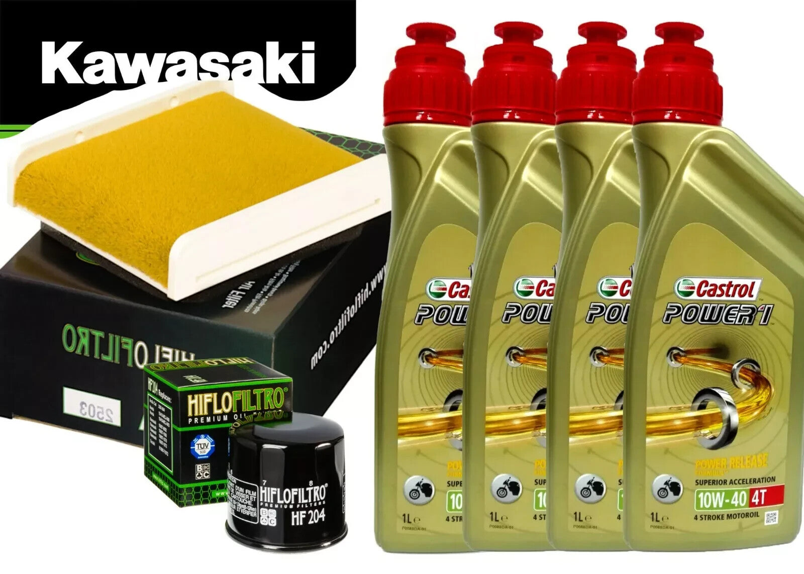Kit tagliando Castrol 10W40 filtro olio aria PER MOTO Kawasaki GPZ 500 S 2003
