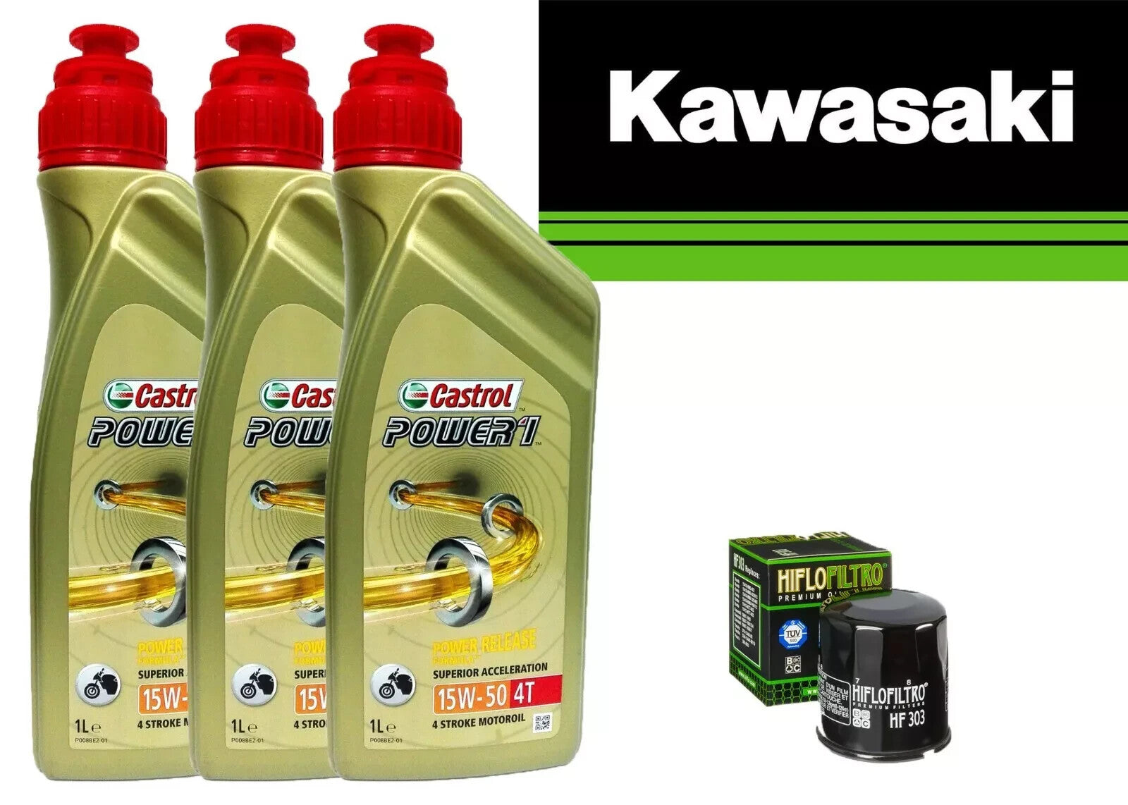 KIT/TAGLIANDO KAWASAKI ER-6N-650 2009 2012  FILTRO OLIO CASTROL 15W50 PER MOTO