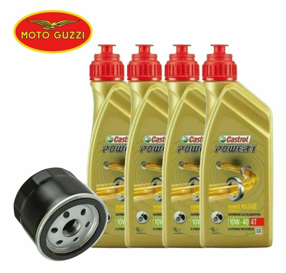 Kit tagliando Castrol Power 1 10W40 filtro olio originale Moto Guzzi 2A000668