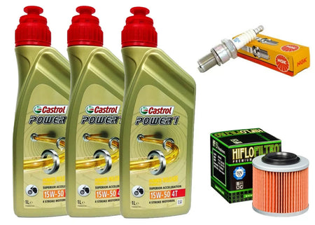 KIT/TAGLIANDO 3 LITRI CASTROL 15W50/FILTRO OLIO CANDELA BMW G/ 650 2007 AL 2008