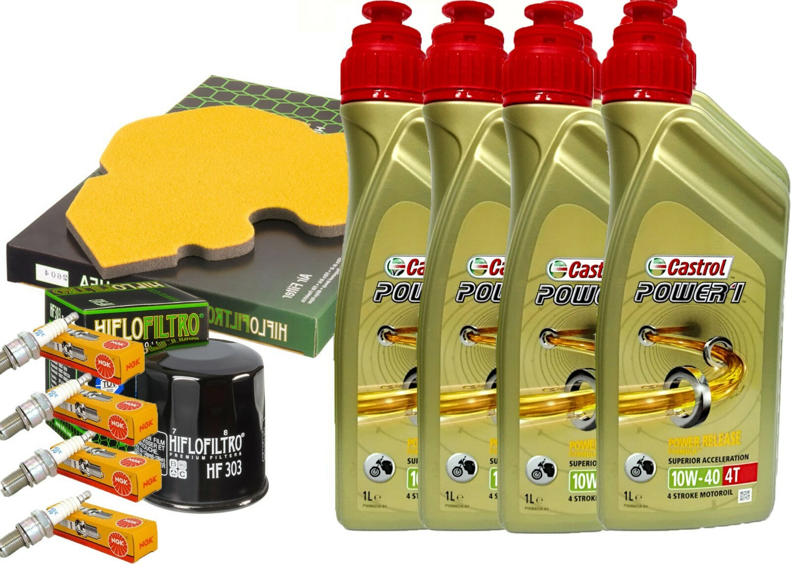 KIT TAGLIANDO CASTROL 10W40 FILTRO OLIO ARIA CANDELE X KAWASAKI ZX 600 2002 2004
