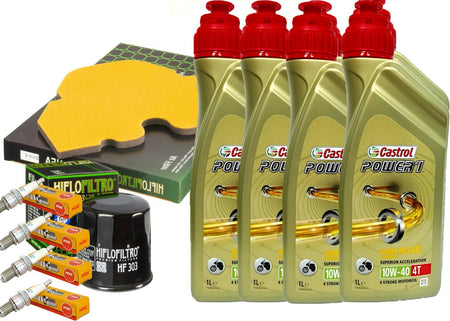 KIT TAGLIANDO CASTROL 10W40 FILTRO OLIO ARIA CANDELE X KAWASAKI ZX 600 2002 2004
