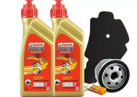KIT Tagliando Aprilia Scarabeo Light 500 Castrol 5W40 filtro olio aria candela