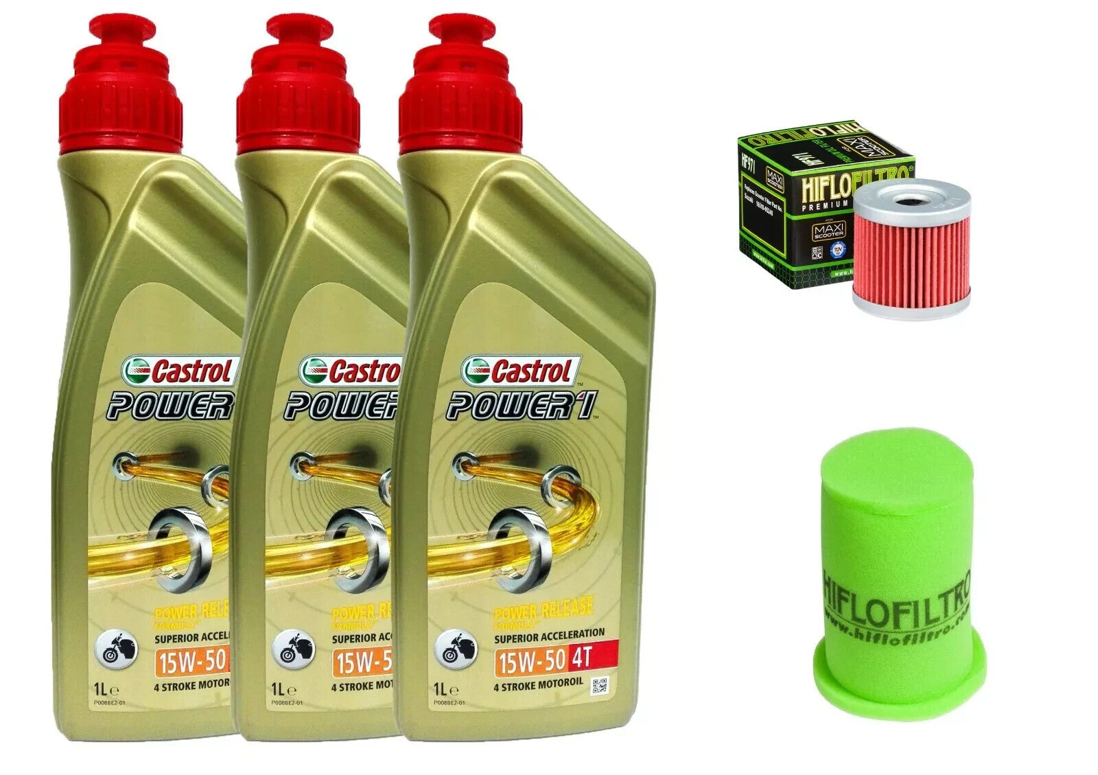 KIT/TAGLIANDO SUZUKI GN 125 1991 2000 OLIO CASTROL 15W50 FILTRO ARIA OLIO HIFLO