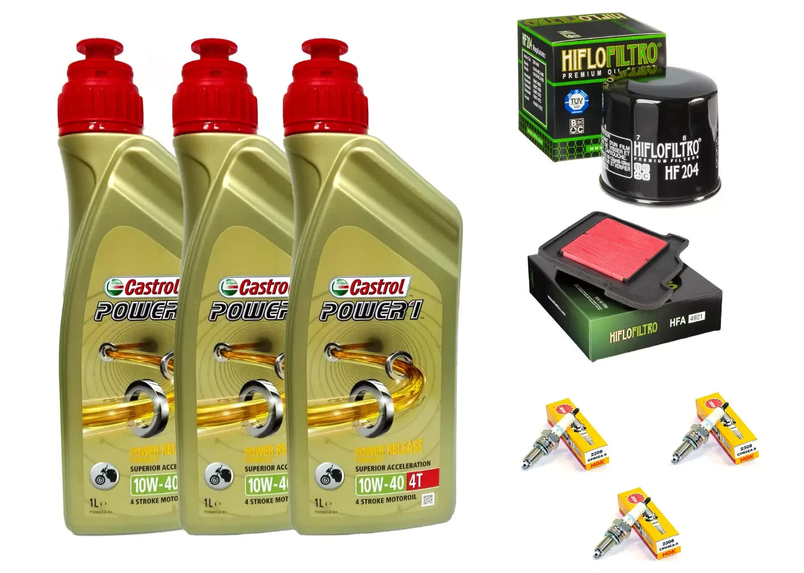 KIT TAGLIANDO YAMAHA MT-09 MT09 CASTROL POWER 1 10W40 FILTRO OLIO ARIA CANDELE