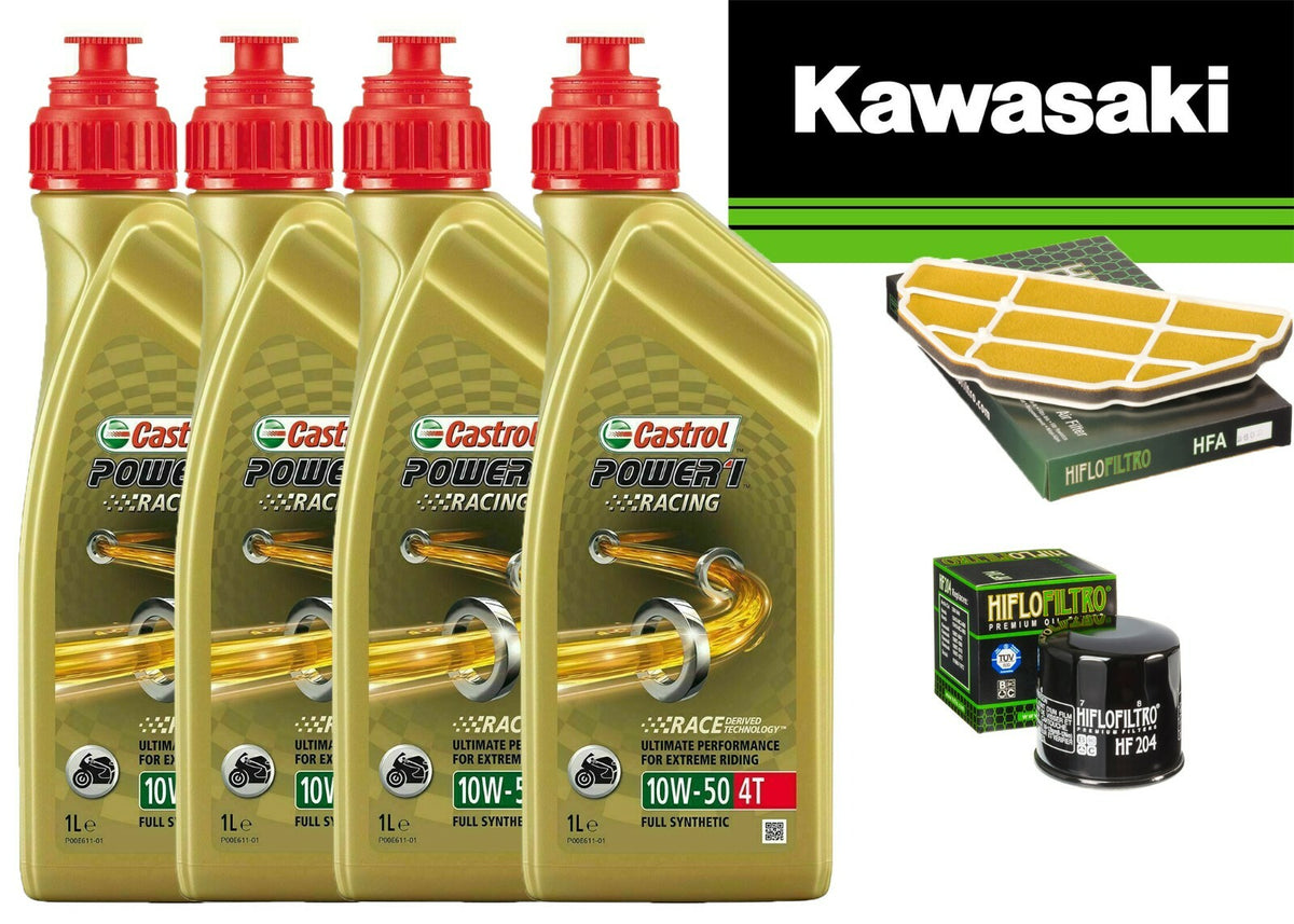 KIT TAGLIANDO KAWASAKI ZX 636 2002 CASTROL 10W50 RACING FILTRO OLIO ARIA HIFLO