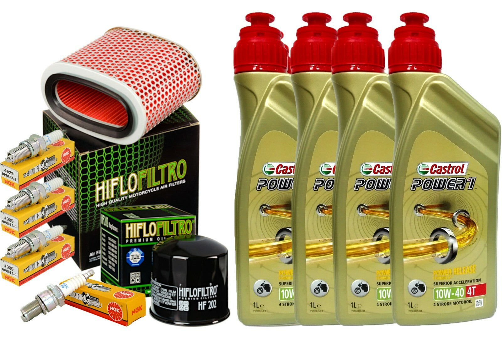 Kit tagliando Castrol 10W40 filtro olio aria candele PER Honda VT 1100 C Shadow