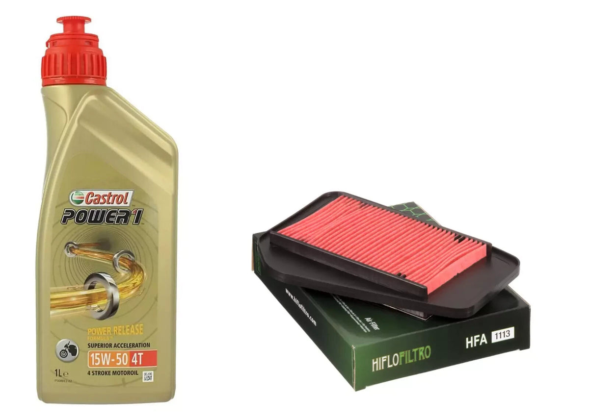 KIT/TAGLIANDO HONDA CBR/125 R RW 2004 2017 CASTROL 15W50 1L FILTRO ARIA