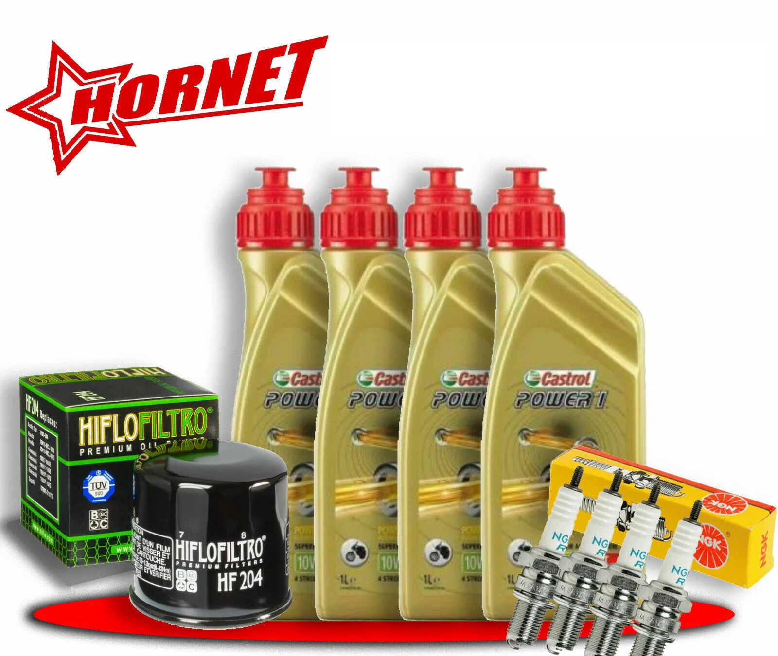 KIT/TAGLIANDO HONDA HORNET 600 2007 2013 OLIO CASTROL 10W40 FILTRO CANDELE