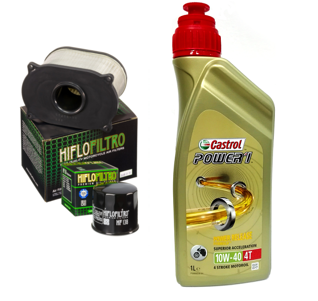 Kit tagliando Castrol power 1 10W40 filtro olio aria Cagiva Raptor/Suzuki SV 650