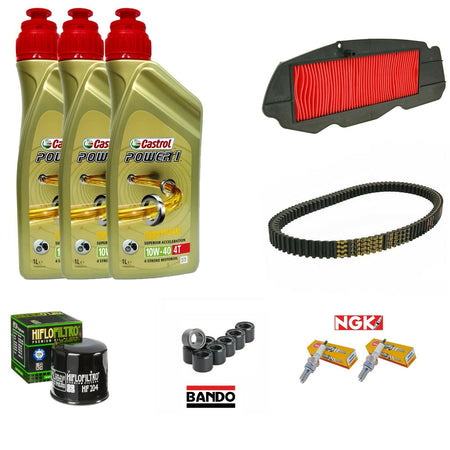 Honda sw-t 400 09-14 tagliando castrol 10w40 cinghia rulli bando filtro aria can