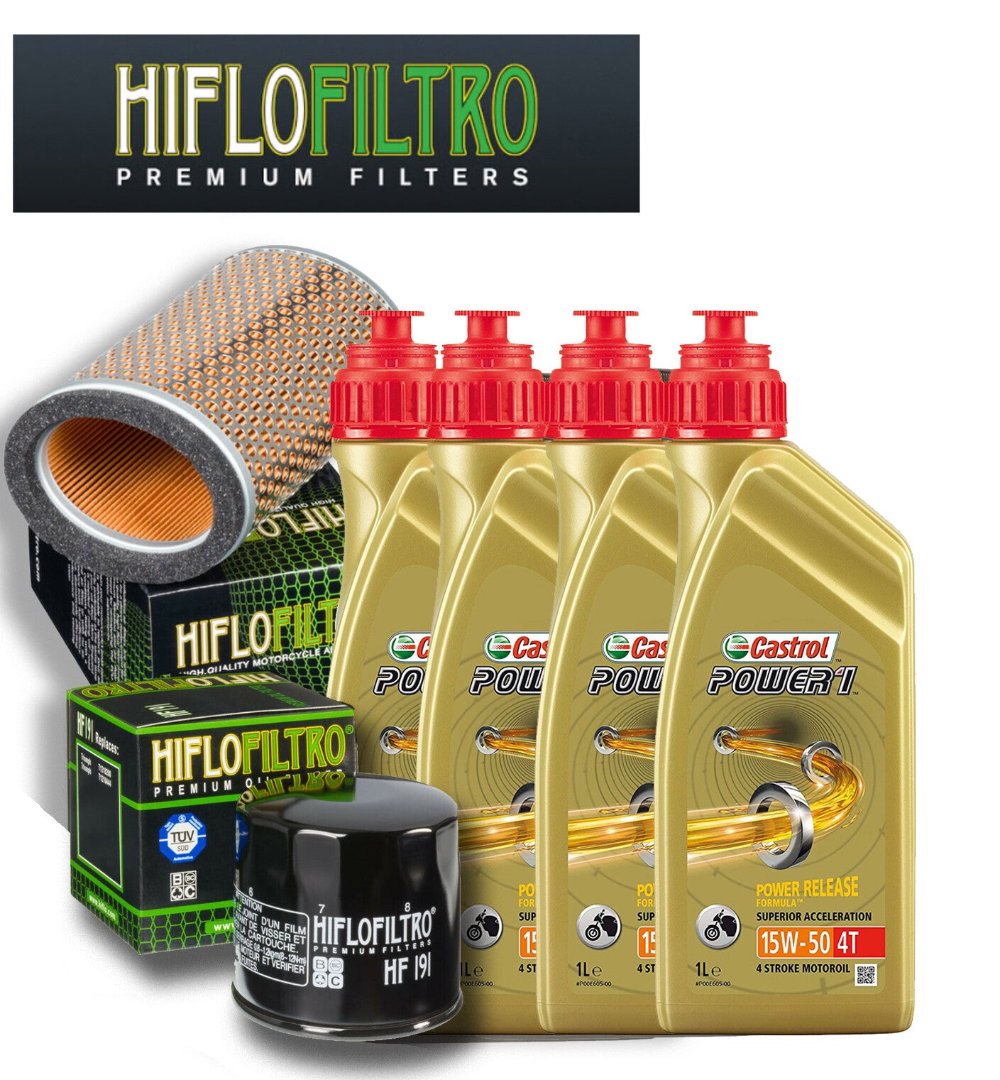 KIT TAGLIANDO CASTROL 15W50 FILTRO OLIO ARIA TRIUMPH BONNEVILLE 800 2001/2004