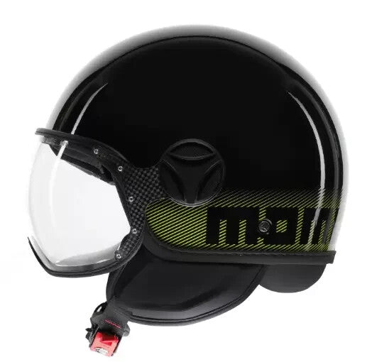 CASCO JET MOMO DESIGN FGTR CLASSIC NERO GIALLO FLUO TAGLIA S