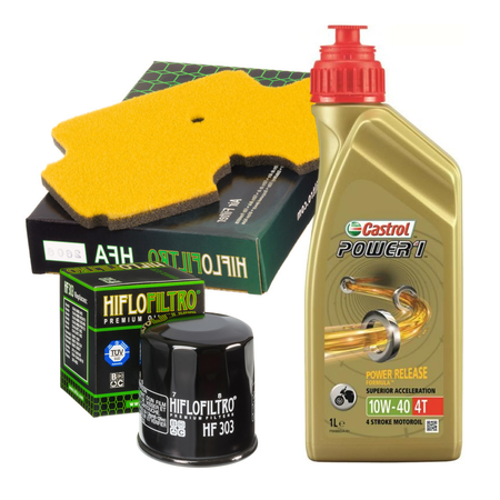KIT TAGLIANDO CASTROL POWER 1 10W40 FILTRO OLIO ARIA KAWASAKI ER-6N 2007/2008