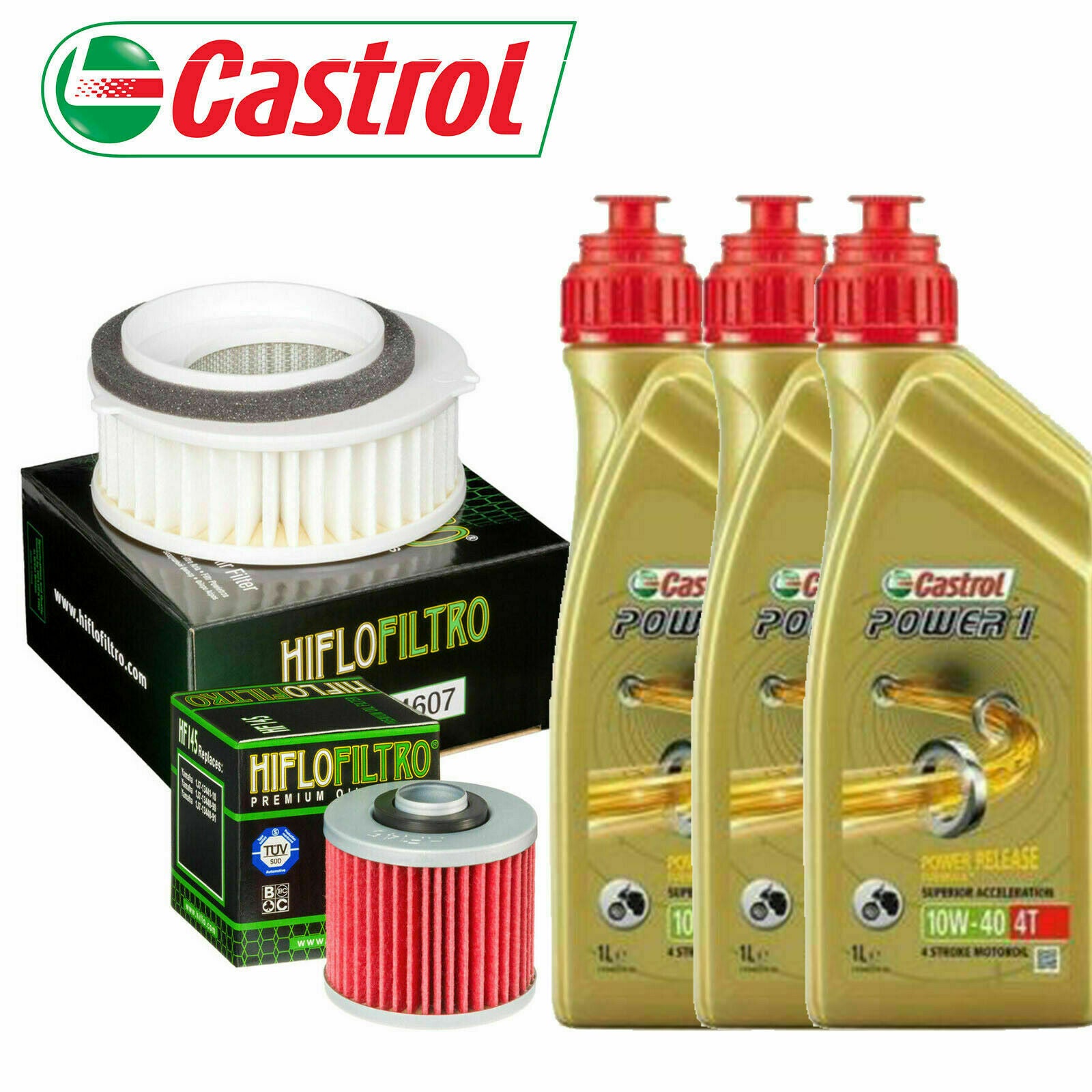 KIT Tagliando Yamaha XVS 650 Drag Star Castrol Power 1 10W40 filtro olio aria