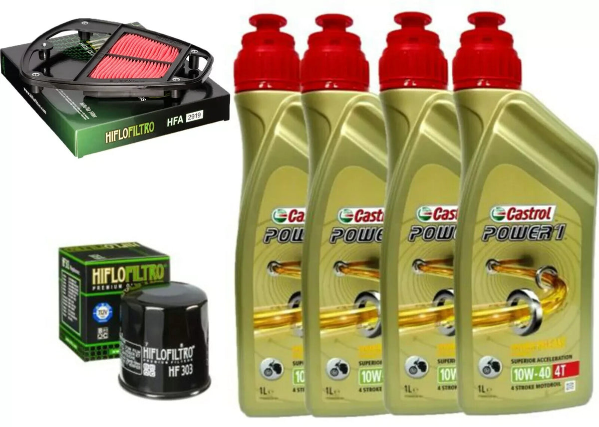 KIT TAGLIANDO KAWASAKI VN 900 2006/20  CASTROL POWER 1 10W40 FILTRO OLIO ARIA