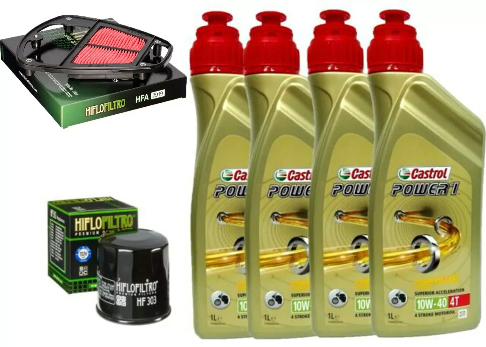 KIT TAGLIANDO KAWASAKI VN 900 2006/20  CASTROL POWER 1 10W40 FILTRO OLIO ARIA