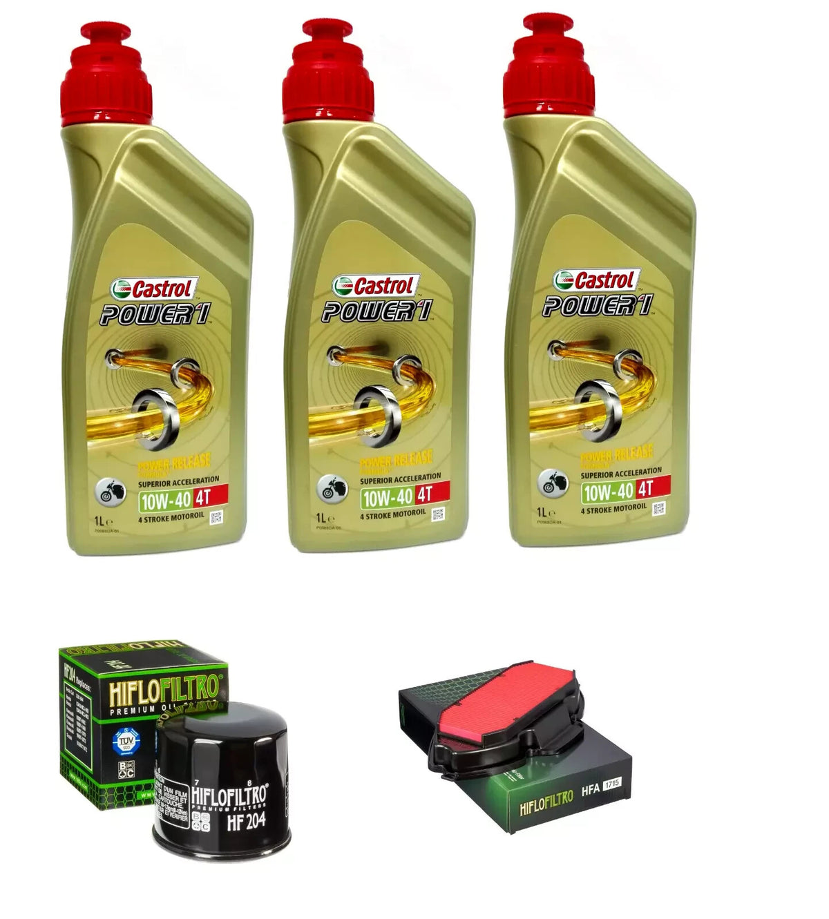 KIT TAGLIANDO CASTROL POWER 1 10W40 FILTRO OLIO ARIA KAWASAKI ER6 N 2013