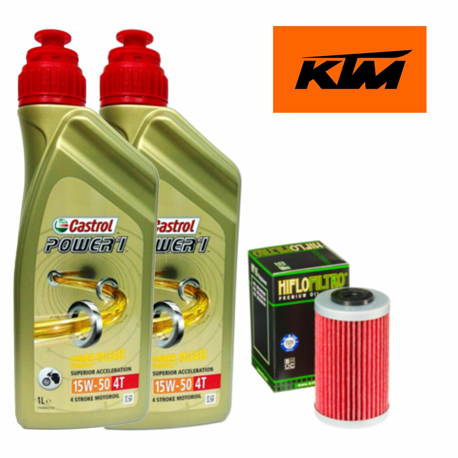 Kit tagliando Castrol Power 1 15W50 filtro olio KTM Duke / RC 125/200/390