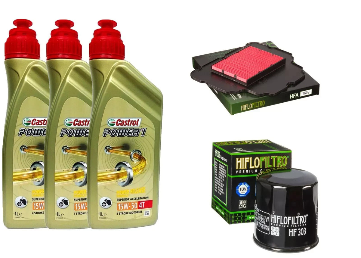 KIT/TAGLIANDO HONDA NT 650 V DEAUVILLE CASTROL POWER 1 15W50 4L FILTRO OLIO ARIA
