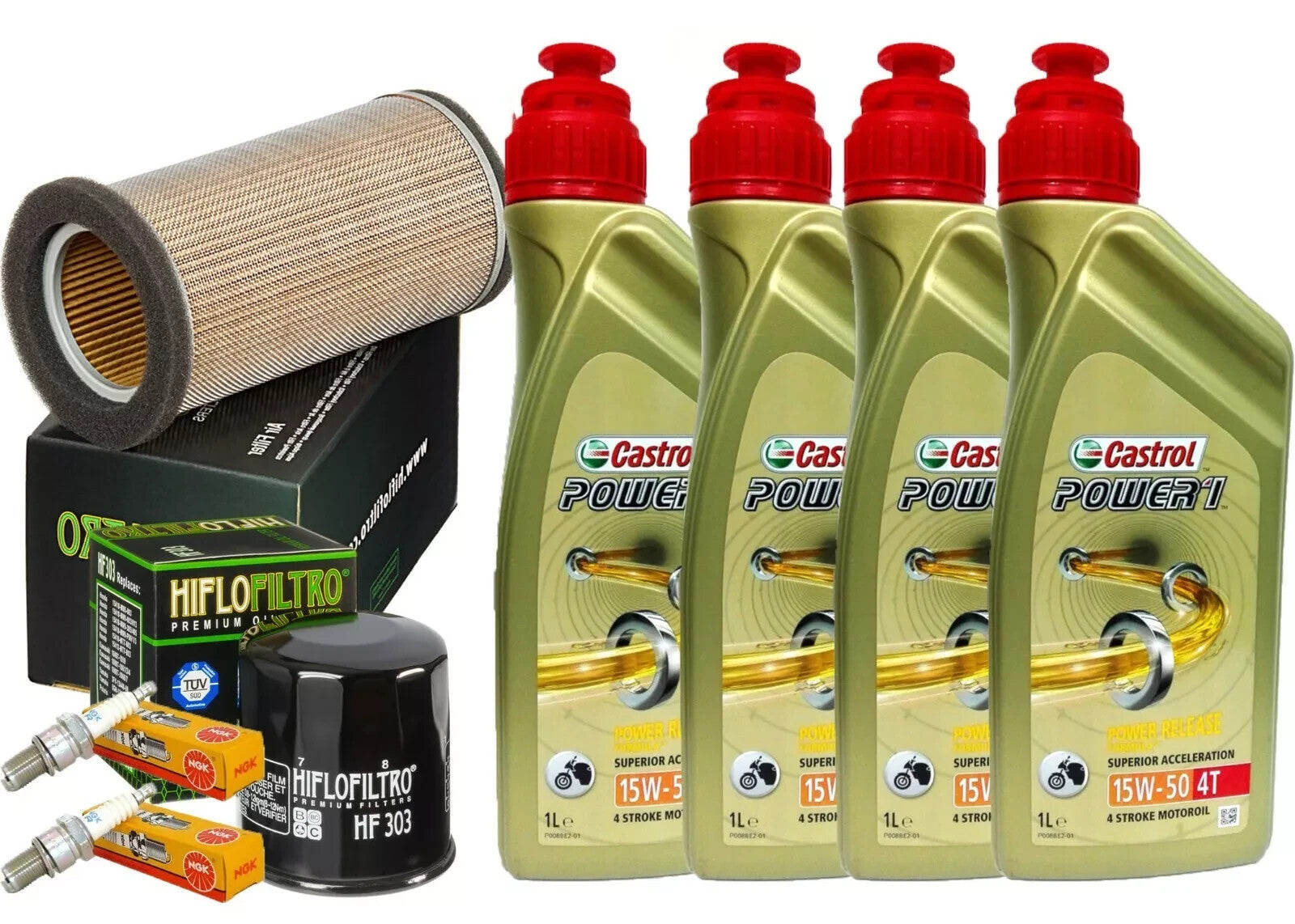 KIT/TAGLIANDO KAWASAKI ER-500 1996 2000 CASTROL 15W50 FILTRO OLIO ARIA CANDELE