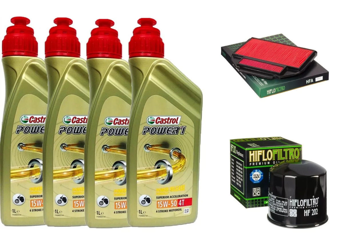 HONDA VFR 750 F 1986/1987 KIT TAGLIANDO CASTROL POWER 1 15W50 FILTRO OLIO ARIA