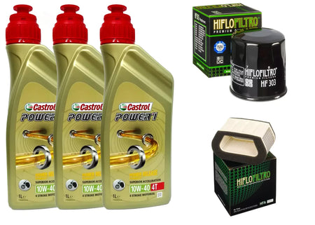 KIT/TAGLIANDO YAMAHA YZF R1 1000 1998/01 CASTROL POWER 1 10W40 FILTRO OLIO ARIA