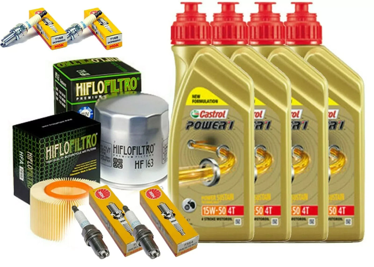 KIT/TAGLIANDO BMW R/1150/R 4 LITRI CASTROL 15W50 FILTRI OLIO ARIA CANDELE MOTO