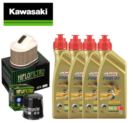 KIT/TAGLIANDO KAWASAKI Z/750 2011/2012 CASTROL POWER 1 10W40 FILTRO OLIO ARIA