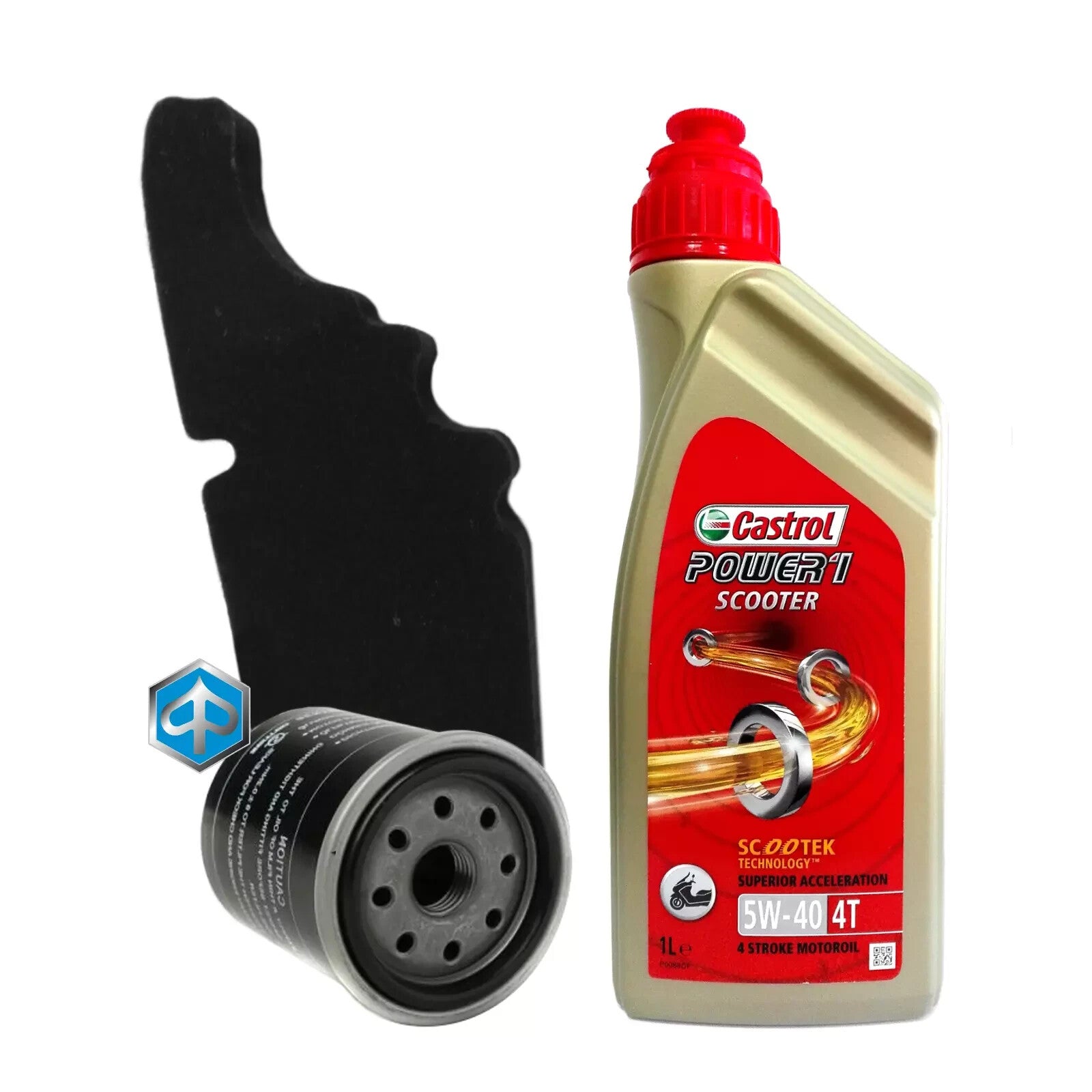 Kit tagliando Castrol 5W40 filtro olio aria originale Piaggio 82635R 843194 FLY