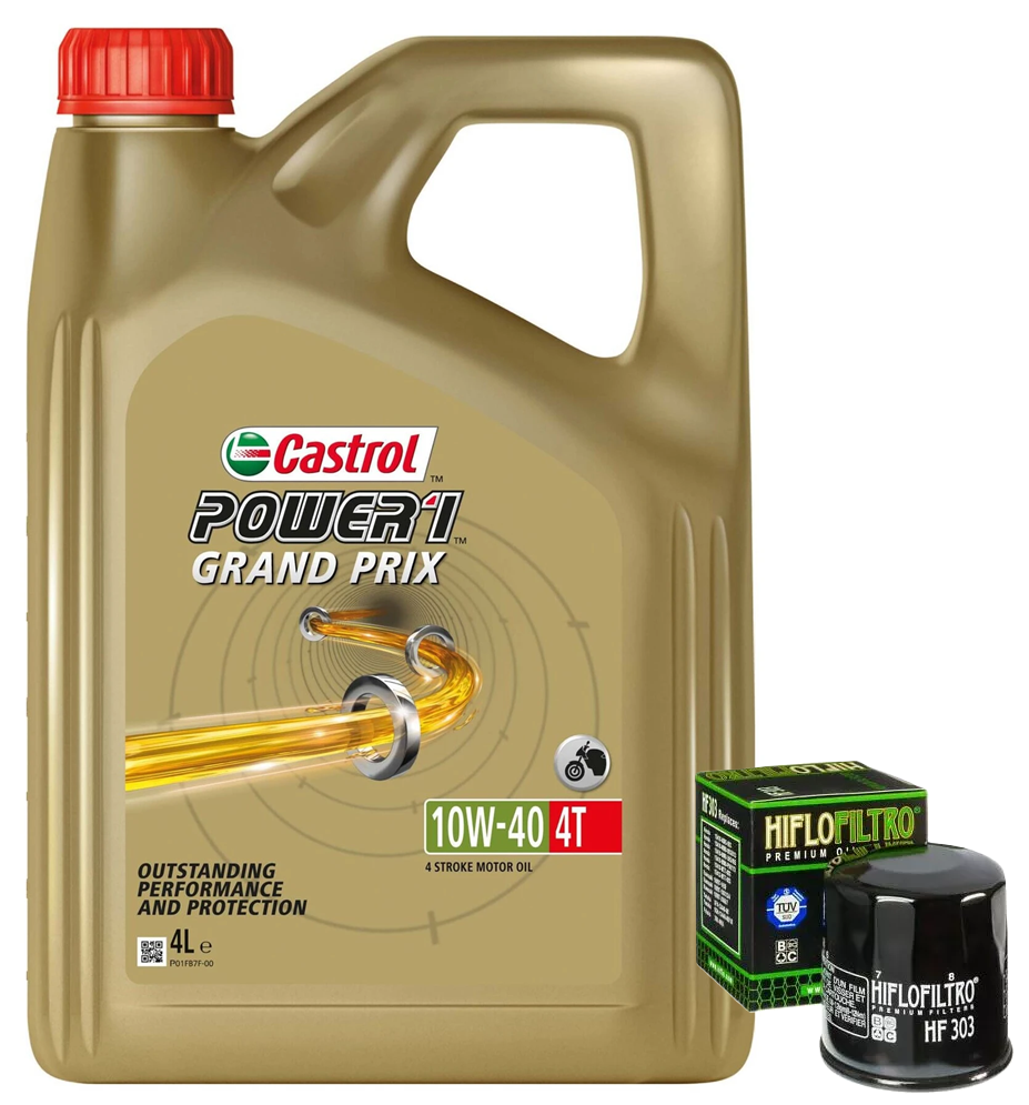 KIT TAGLIANDO HONDA YAMAHA KAWASAKI CASTROL GRAND PRIX 10W40 FILTRO OLIO HF303