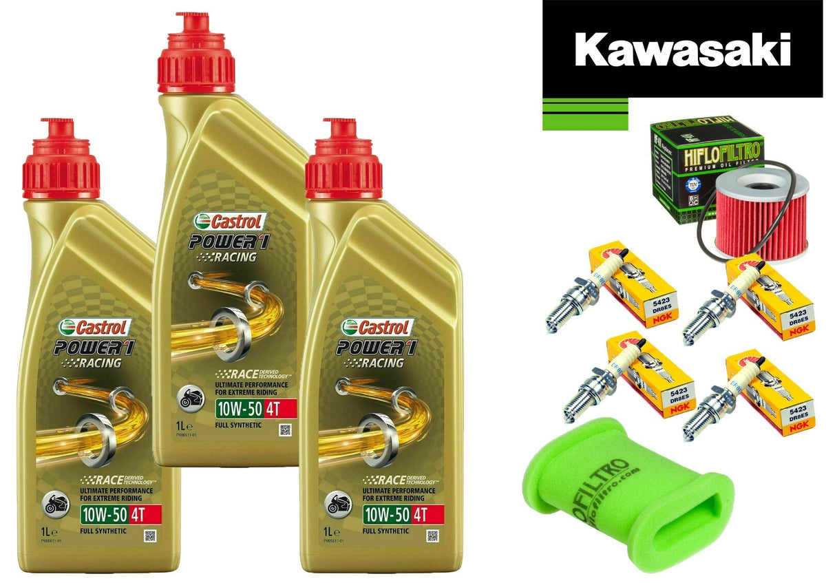 KIT TAGLIANDO KAWASAKI  ZX 600 88/00 CASTROL 10W50 RAC FILTRO OLIO ARIA CANDELE