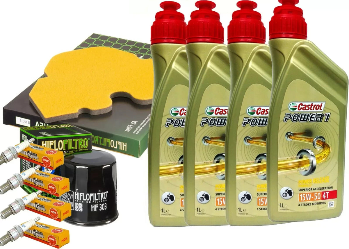 KIT/TAGLIANDO KAWASAKI ZX 600 2002 2004 CASTROL 15W50 FILTRO OLIO ARIA CANDELE