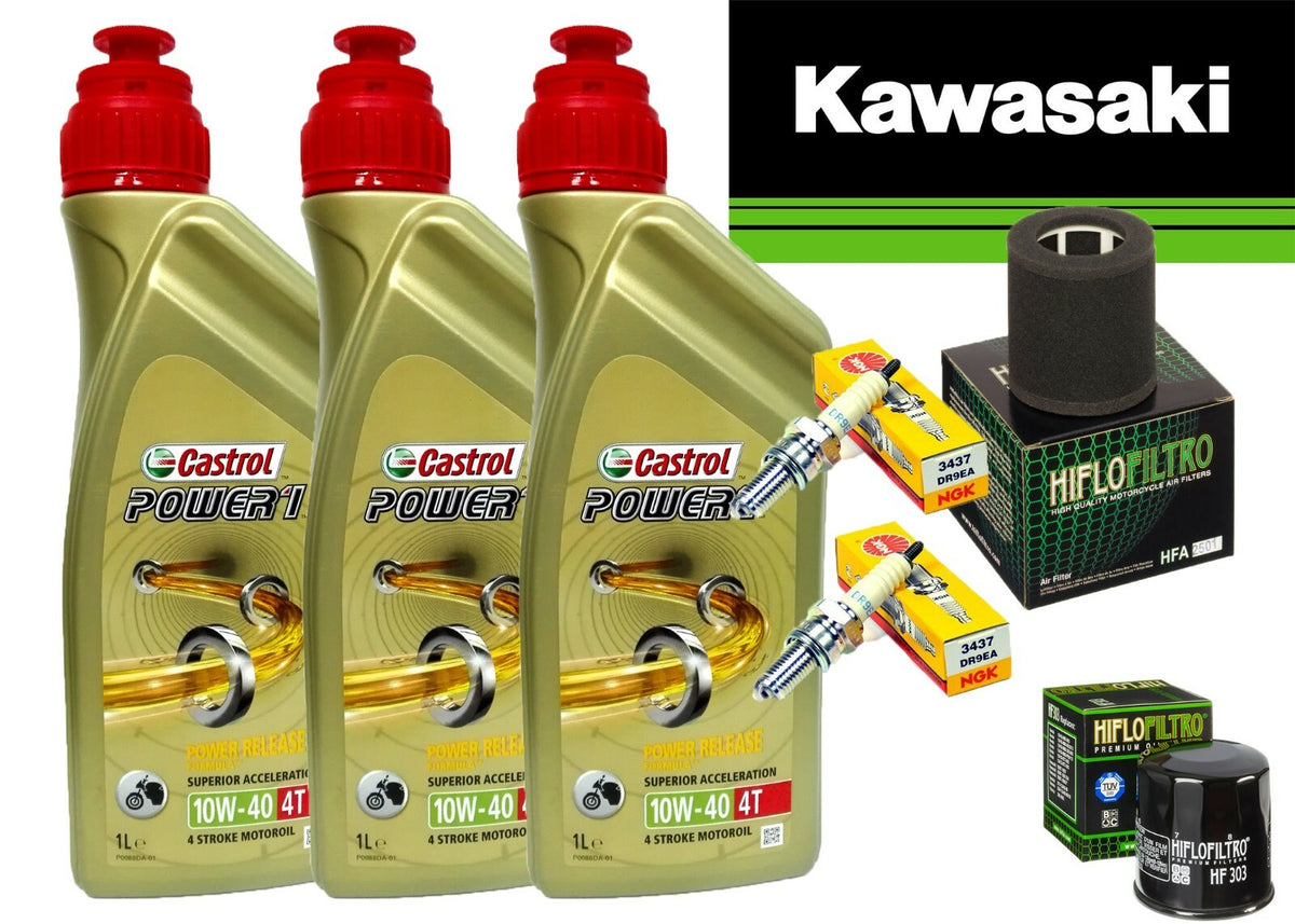 KIT TAGLIANDO KAWASAKI EN 500 1994/1996 CASTROL 10W40 FILTRO OLIO ARIA CANDE