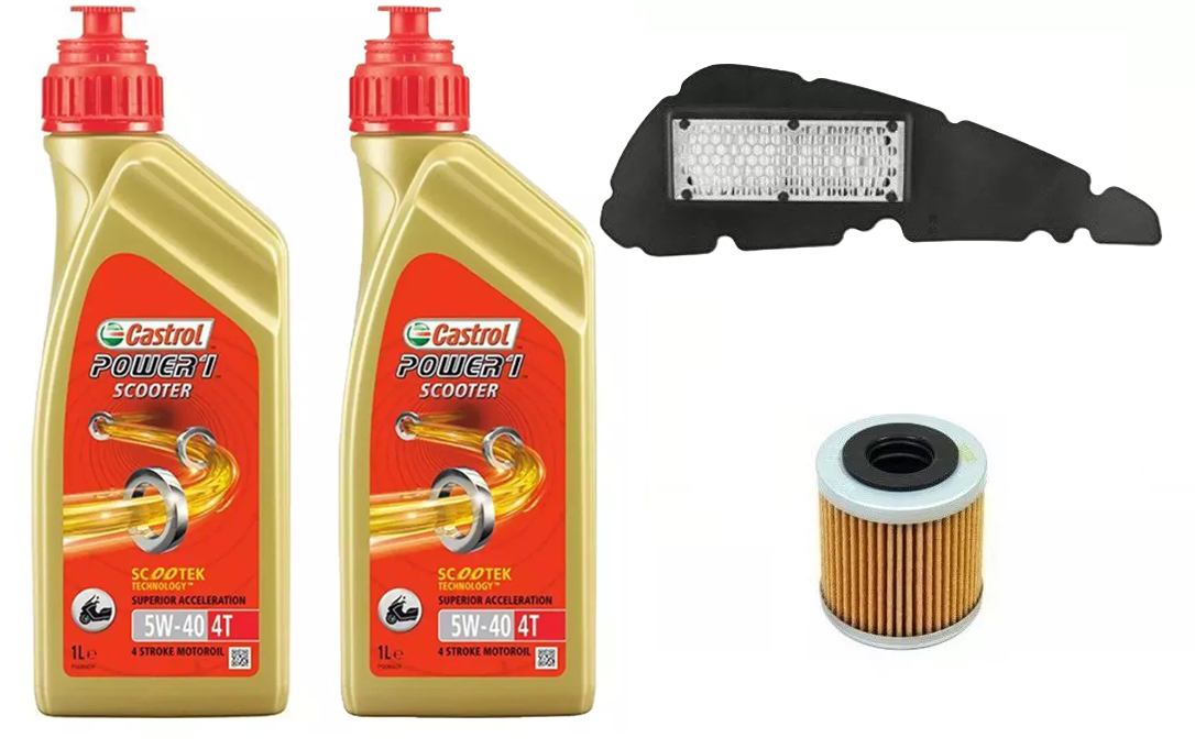 KIT TAGLIANDO PIAGGIO BEVERLY 400 2021/2023 CASTROL 5W40 FILTRO OLIO ARIA