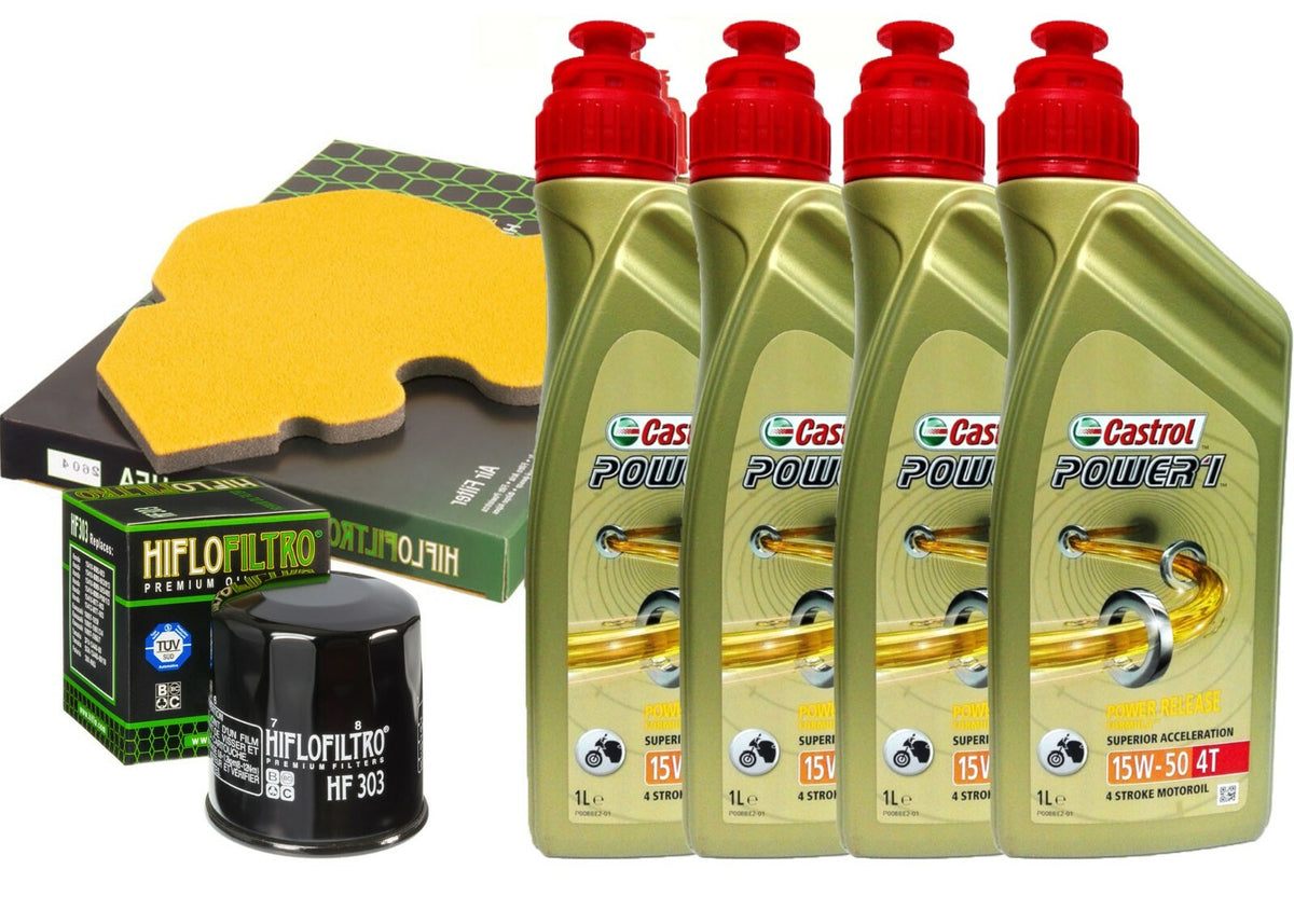 KIT TAGLIANDO CASTROL POWER 1 15W50 FILTRO OLIO ARIA KAWASAKI ZX 600 1993 2001