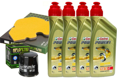 KIT TAGLIANDO CASTROL POWER 1 15W50 FILTRO OLIO ARIA KAWASAKI ZX 600 1993 2001