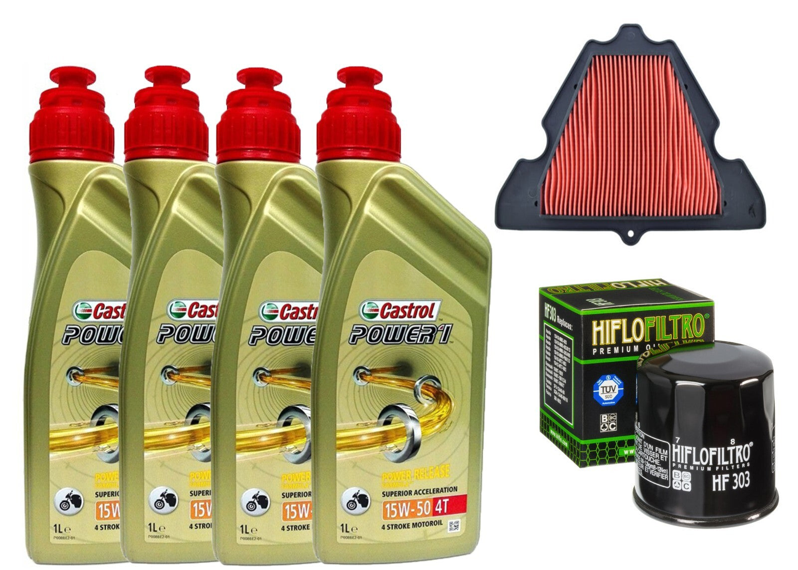 KIT TAGLIANDO CASTROL POWER 1 15W50 FILTRO OLIO ARIA KAWASAKI KLZ VERSYS 1000