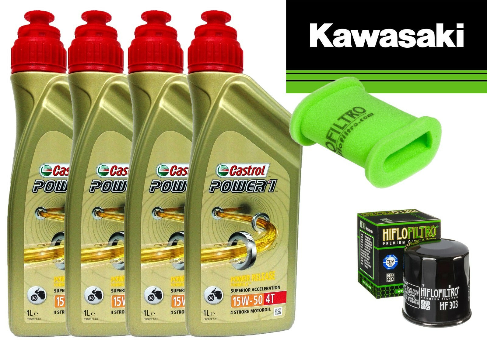 KIT TAGLIANDO KAWASAKI KLE 500 1991/2006 CASTROL 15W50 FILTRO OLIO ARIA HIFLO