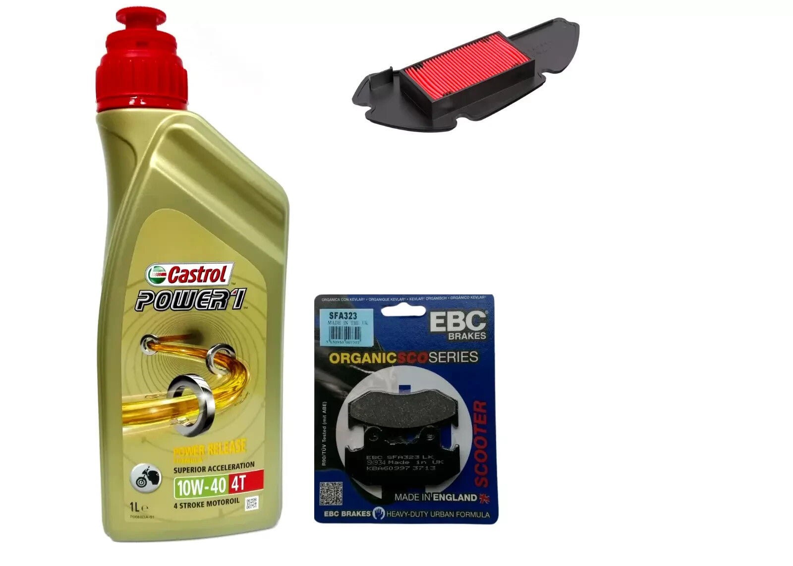 Kit tagliando Castrol 10W40 filtro aria pastiglie anteriori ebc honda sh 125 150